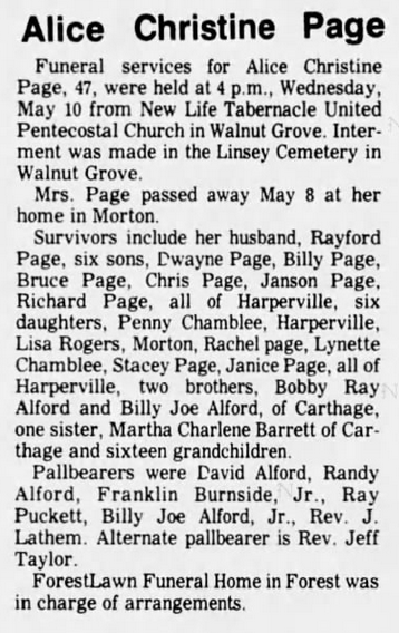 MISSISSIPPI OBITUARIES